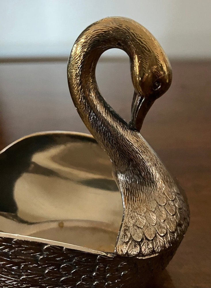 2 VTG Silver Plated Swans Trinket Candy Dish Jewelry Holder Condiment Server EXC