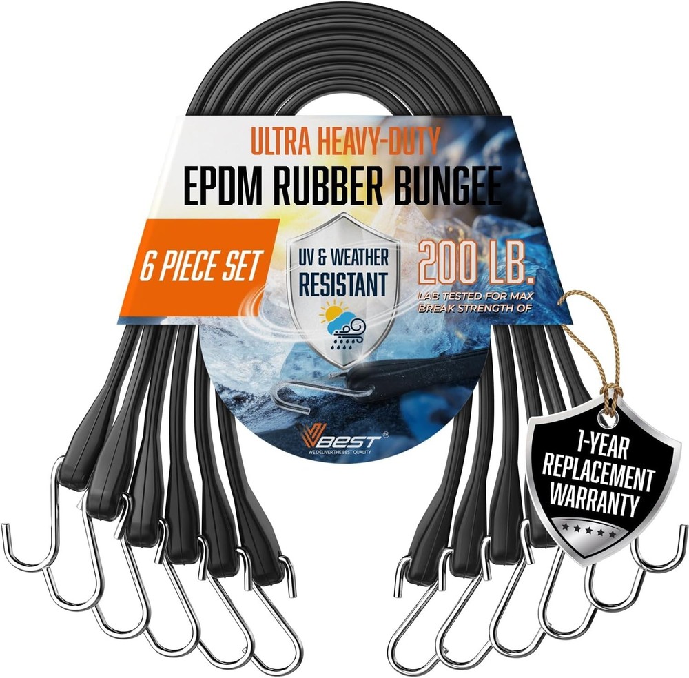 Strong 31" Bungee Straps with Hooks - 200 lbs Load Capacity for Cargo Security