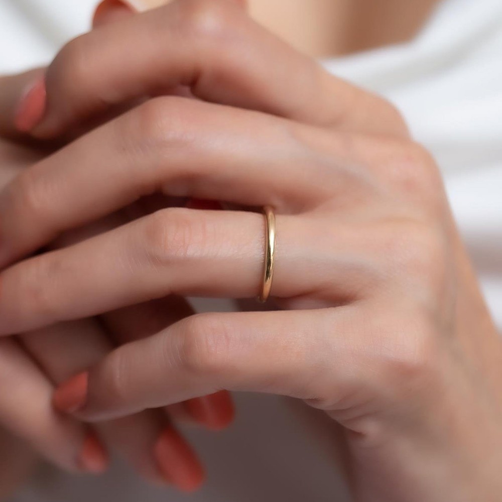 Solid 925 Sterling Silver Gold Plated Band Ring Handmade Round Eternity Ring