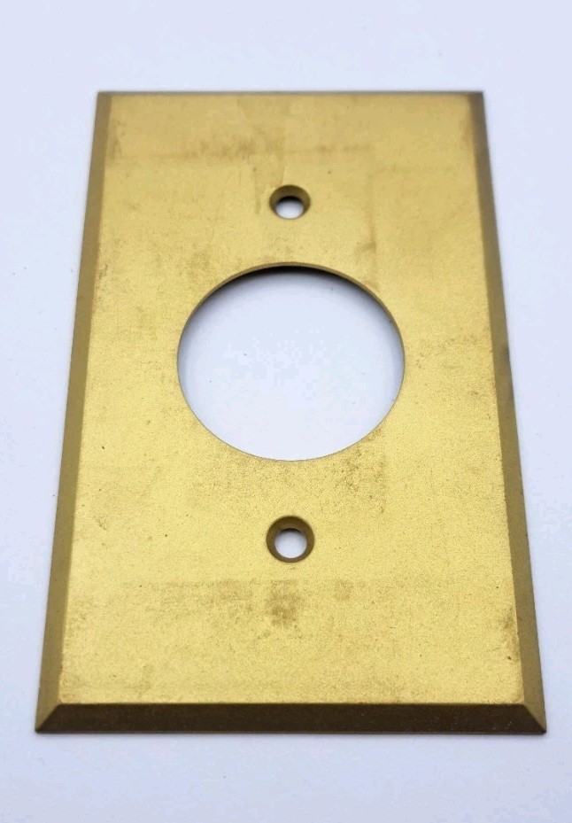 Vintage Brass Round Outlet Socket Wall Cover Plate Rectangle Old Hardware