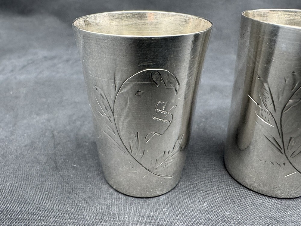 Two Vintage 800 Silver Polish Shot Glasses