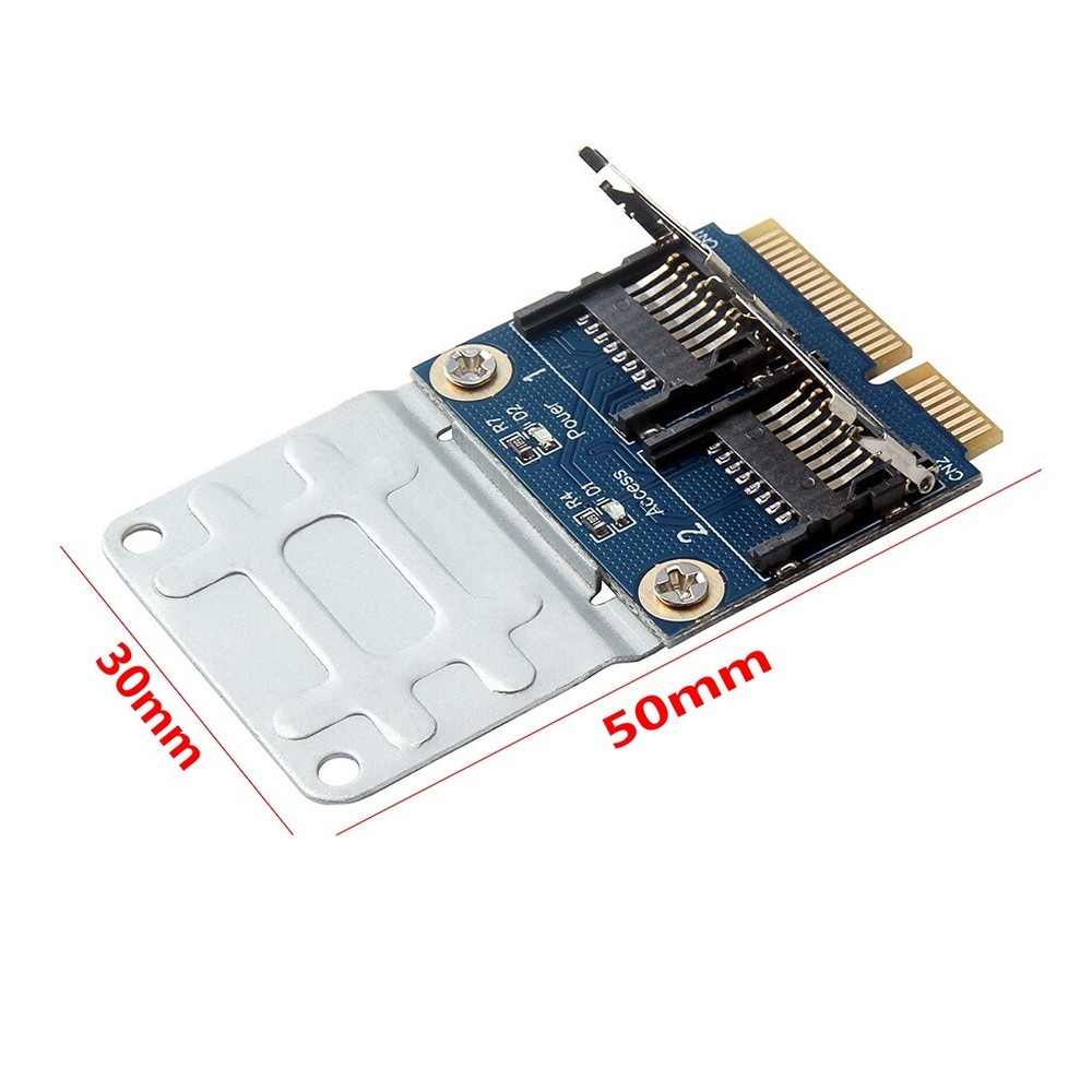 Mini PCI-E PCIE Memory Card Adapter PCI-E to Dual TF SDHC SDXC Reader Converter