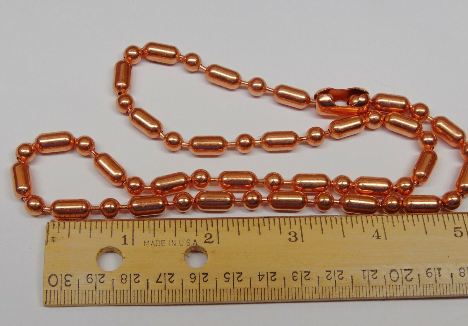 100% COPPER Ball + Bar Chain ~ NECKLACES ~ 6.3mm bead ~ #13 size Various Lengths