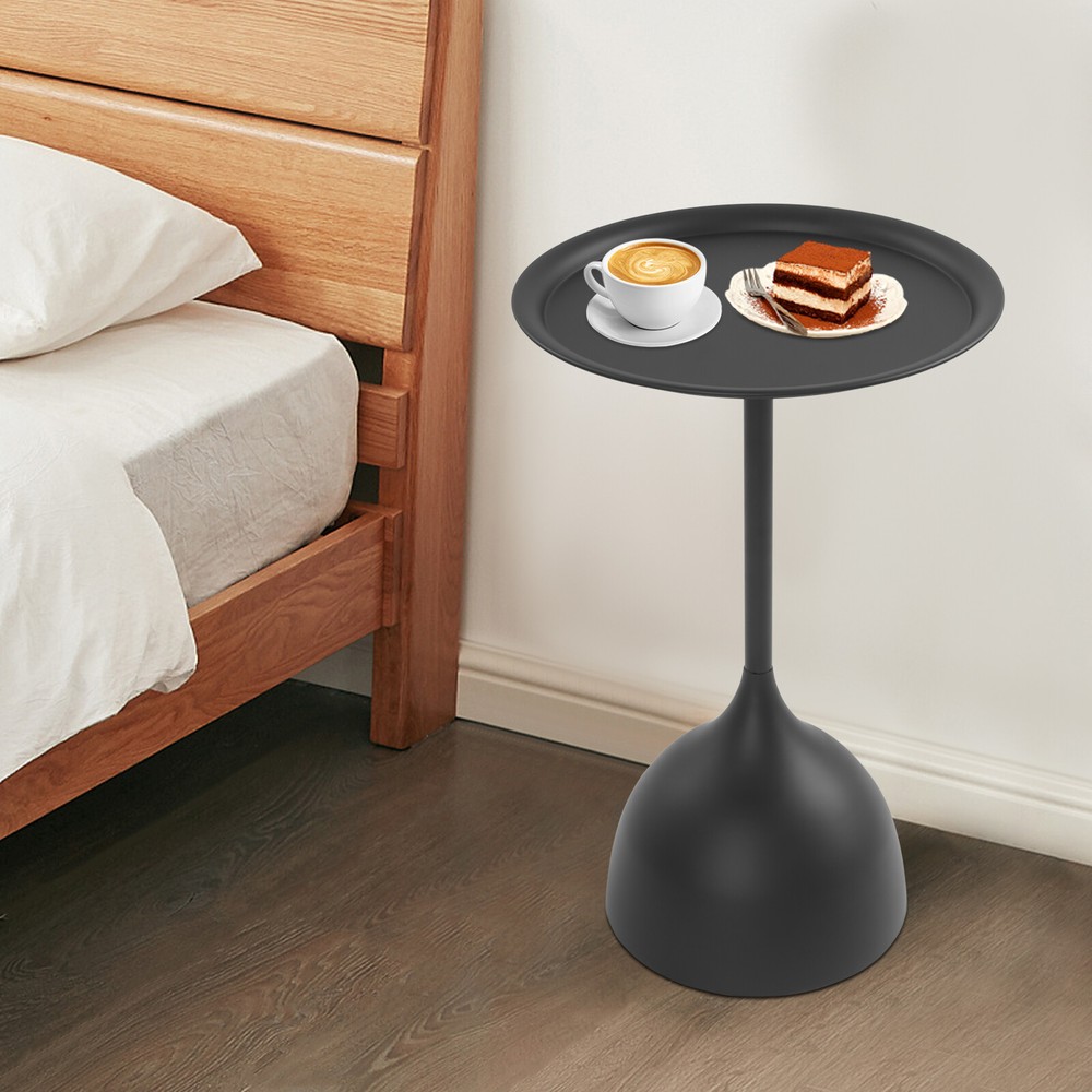 Modern Side End Table Round Side Table Freestanding Living Room Side Table Black