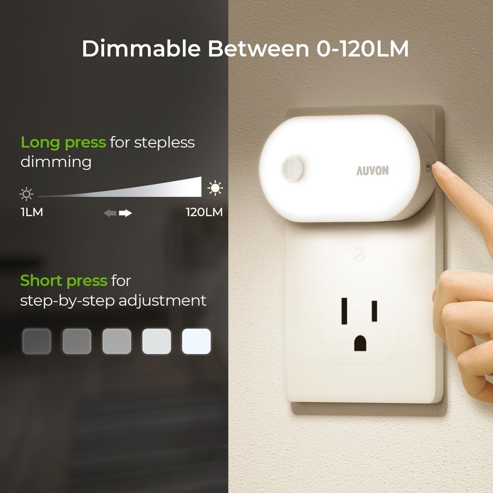 Adjustable Brightness Plug-In Night Lights 4-Pack for Versatile Indoor Use