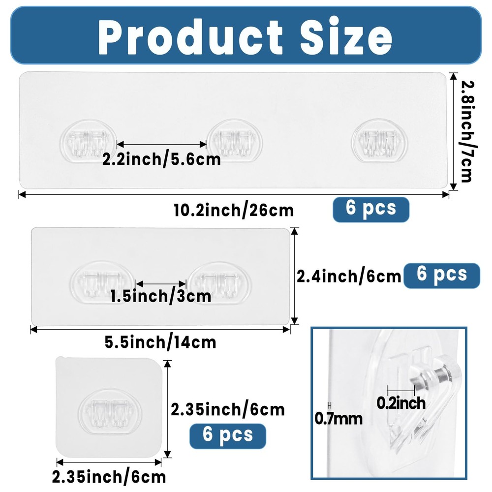 18 Pack Shower Caddy Adhesive Replacement, Shower Shelf Strong Adhesive Hooks...
