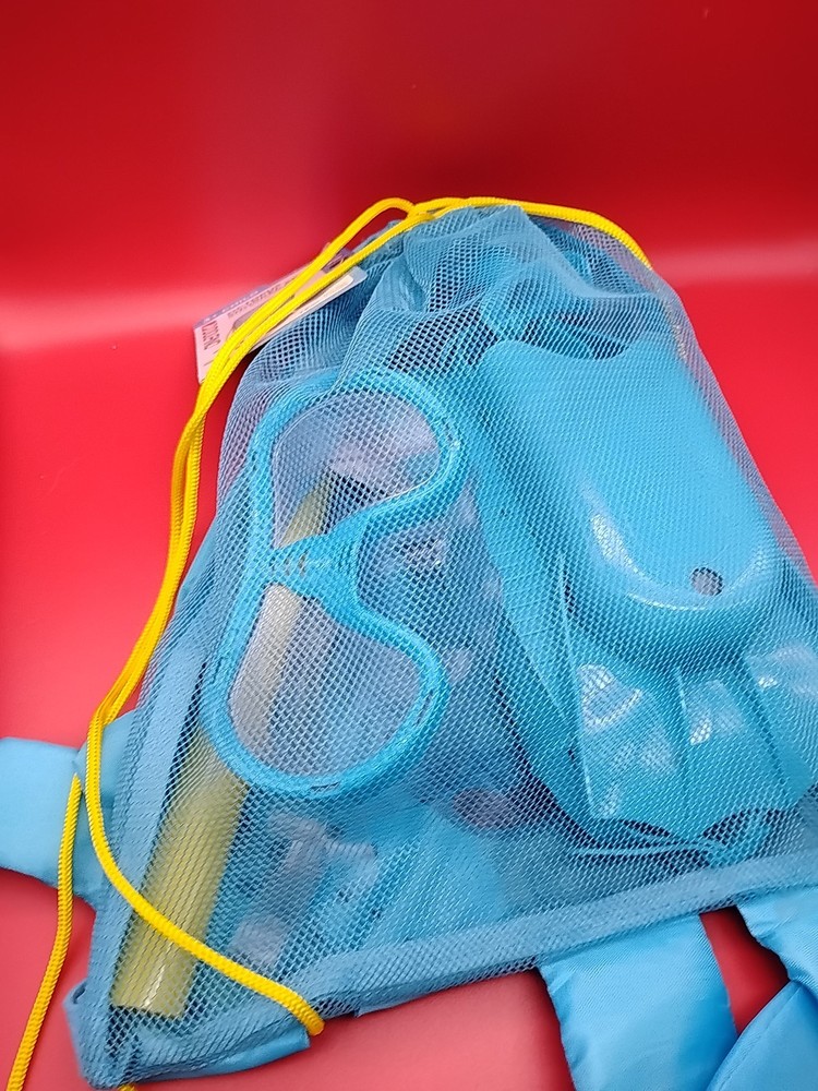 Dolfino Childs Snorkel Set Blue Octopus With Drawstring Back Pack New!