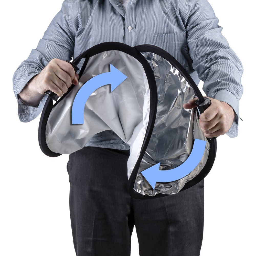 Glow Circular Collapsible Reflector with Handles (32", Silver/White)
