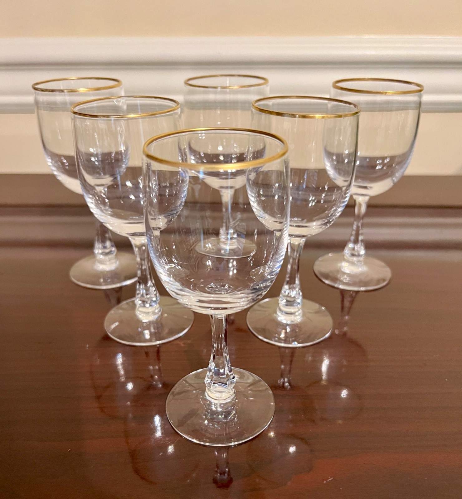 Vintage 18 Pc. Set of Fostoria CLASSIC GOLD Water Wine Champagne Glasses Stems