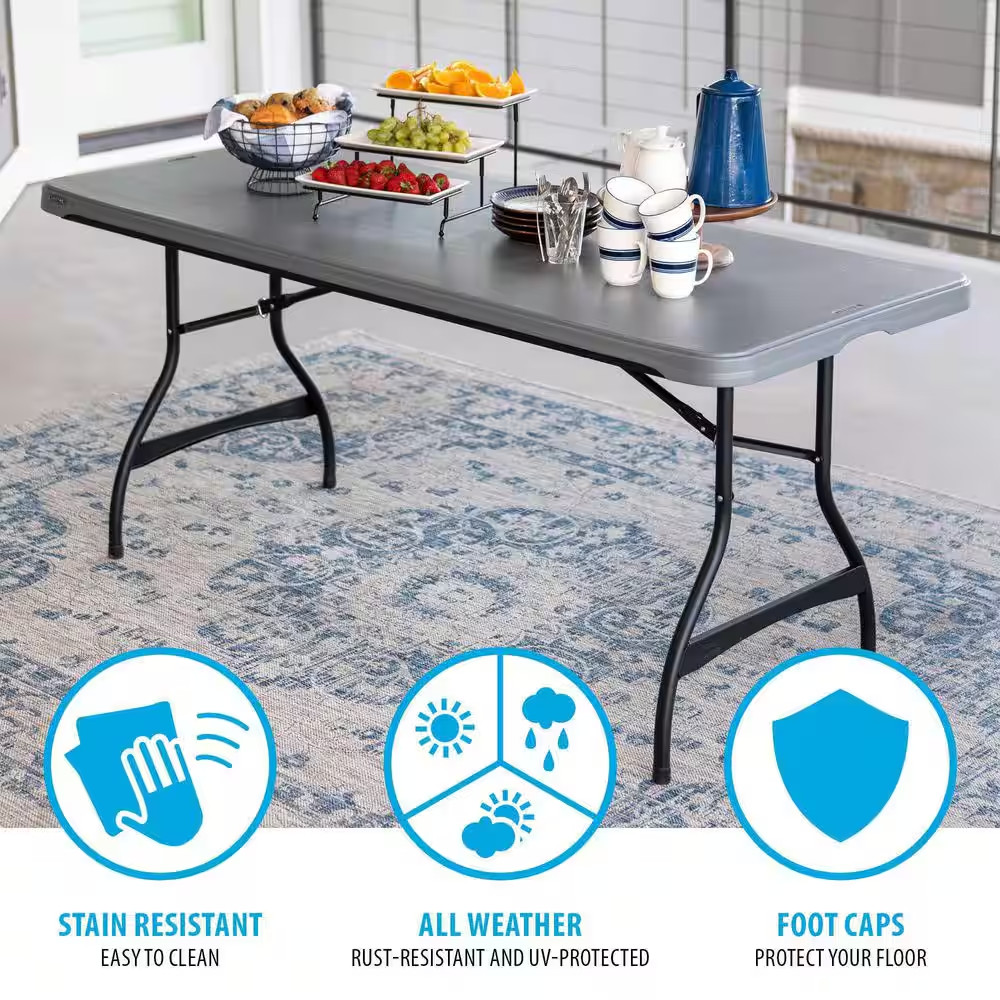 6 Ft. Gray Nesting Resin Folding Table (Commercial)