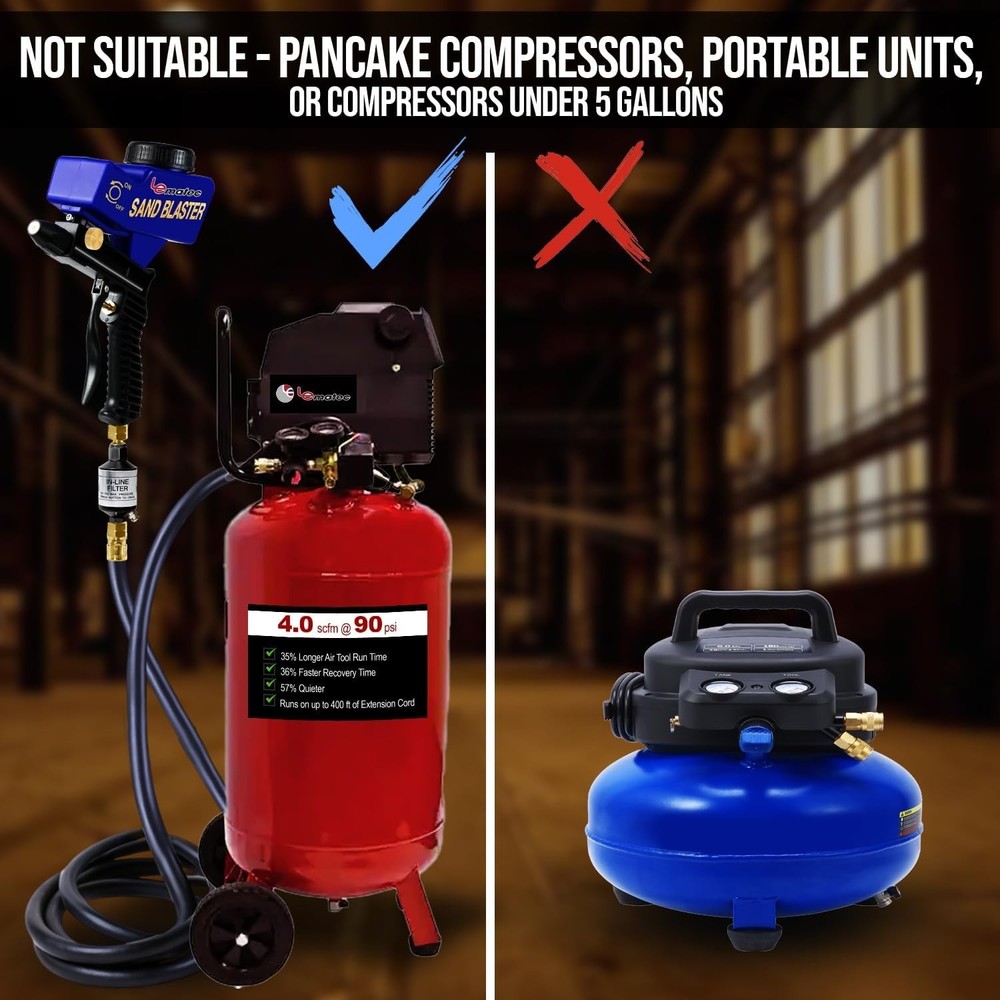 Portable Sand Blaster Kit for Rust Removal & Glass Etching - Ceramic Nozzle