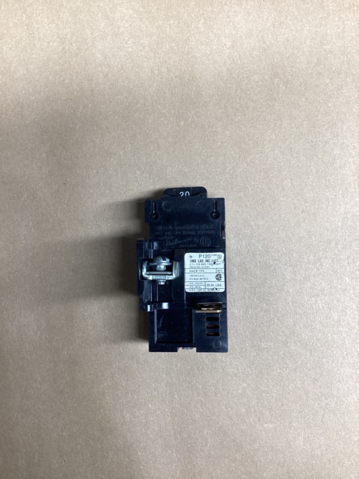 PUSHMATIC 20 AMP P120 SINGLE POLE 120 VOLT CIRCUIT BREAKER #4004M99*CO