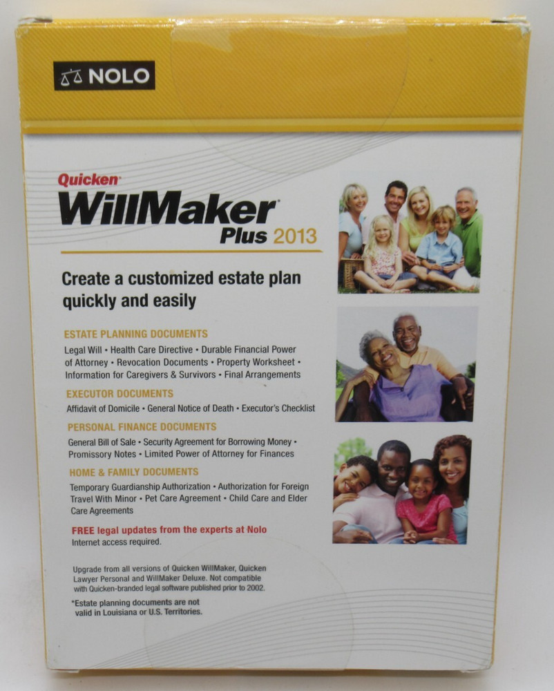 QUICKEN - WILLMAKER PLUS 2013 ESTATE PLANNING SOFTWARE FOR WIN XP/7/8, EXECUTOR+