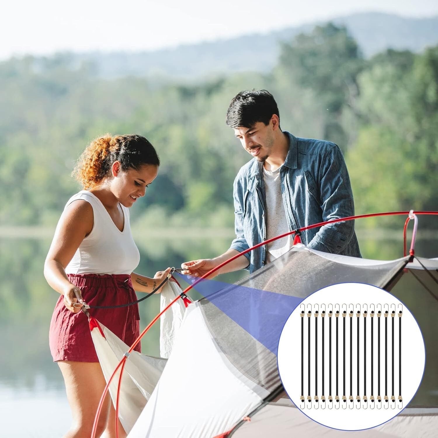 15 Pack Heavy Duty Bungee Cords with Hooks 10 Inch Mini Rubber Bungee Cord Elast