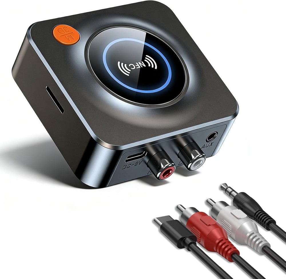 Bluetooth Receiver for Home Stereo AUX RCA Adapter NFC Wireless Audio for Speake