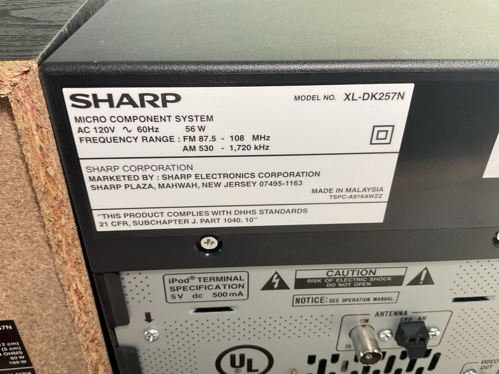 Sharp XL-DK257N Micro Component System iPod Dock with Remote - Tested