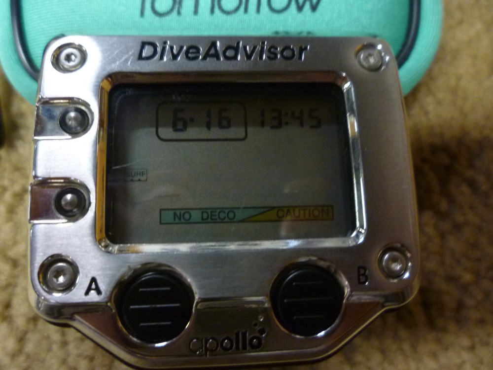 Apollo Dive Advisor Dive Computer, Case, Strap, Console Clip EXCELLENT SHAPE