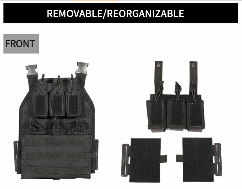 Urban Assault Black Storm Tactical Vest Plate Carrier W/ Level III Armor Plates