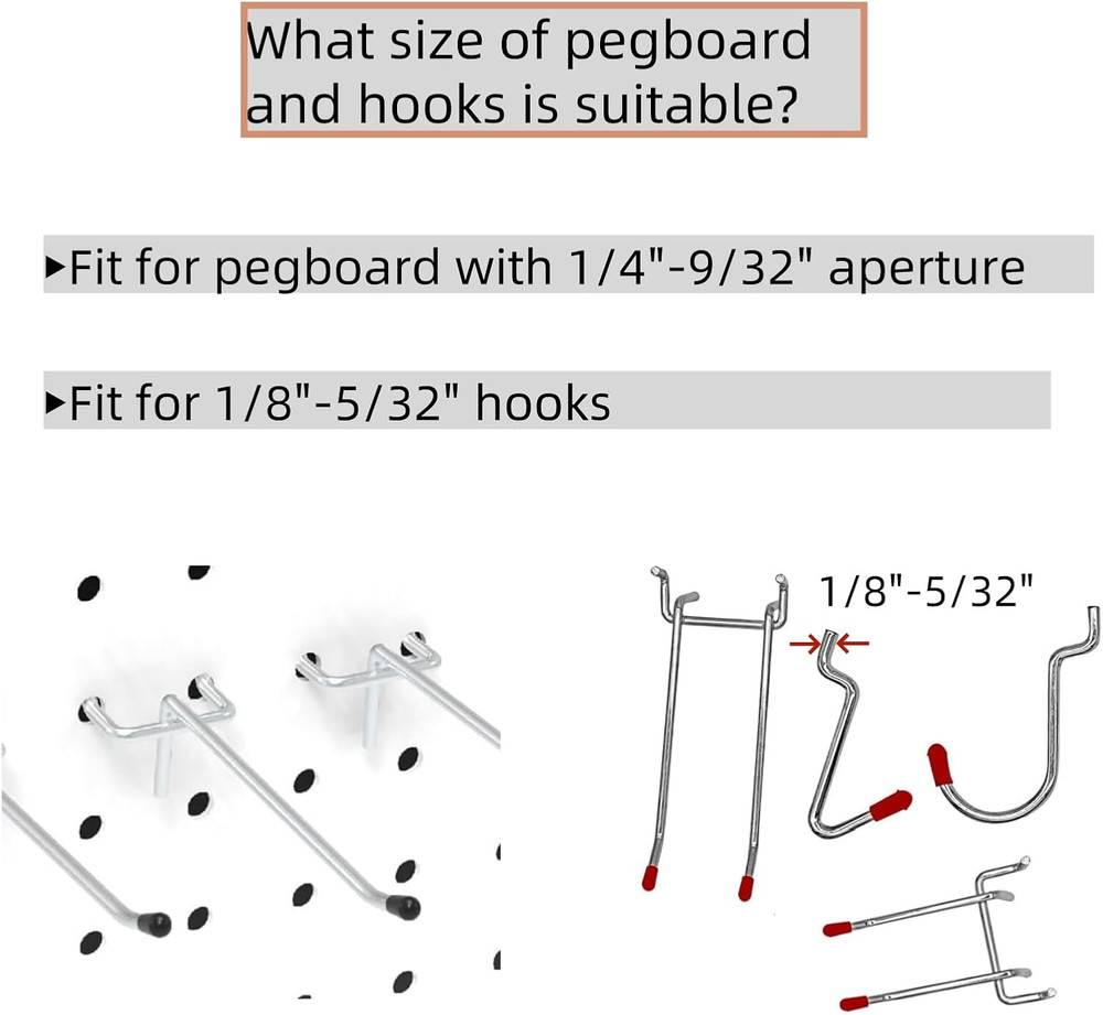 60PCS Pegboard Hook Locks, Peg Hook Locks Clips for 1/4 Inch Peg Board, Pegboard