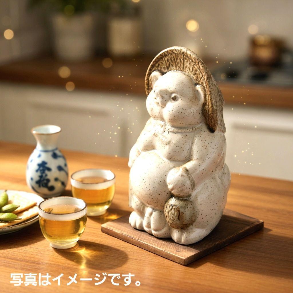 Shigaraki White Tanuki Statue Vintage Style Home Decor
