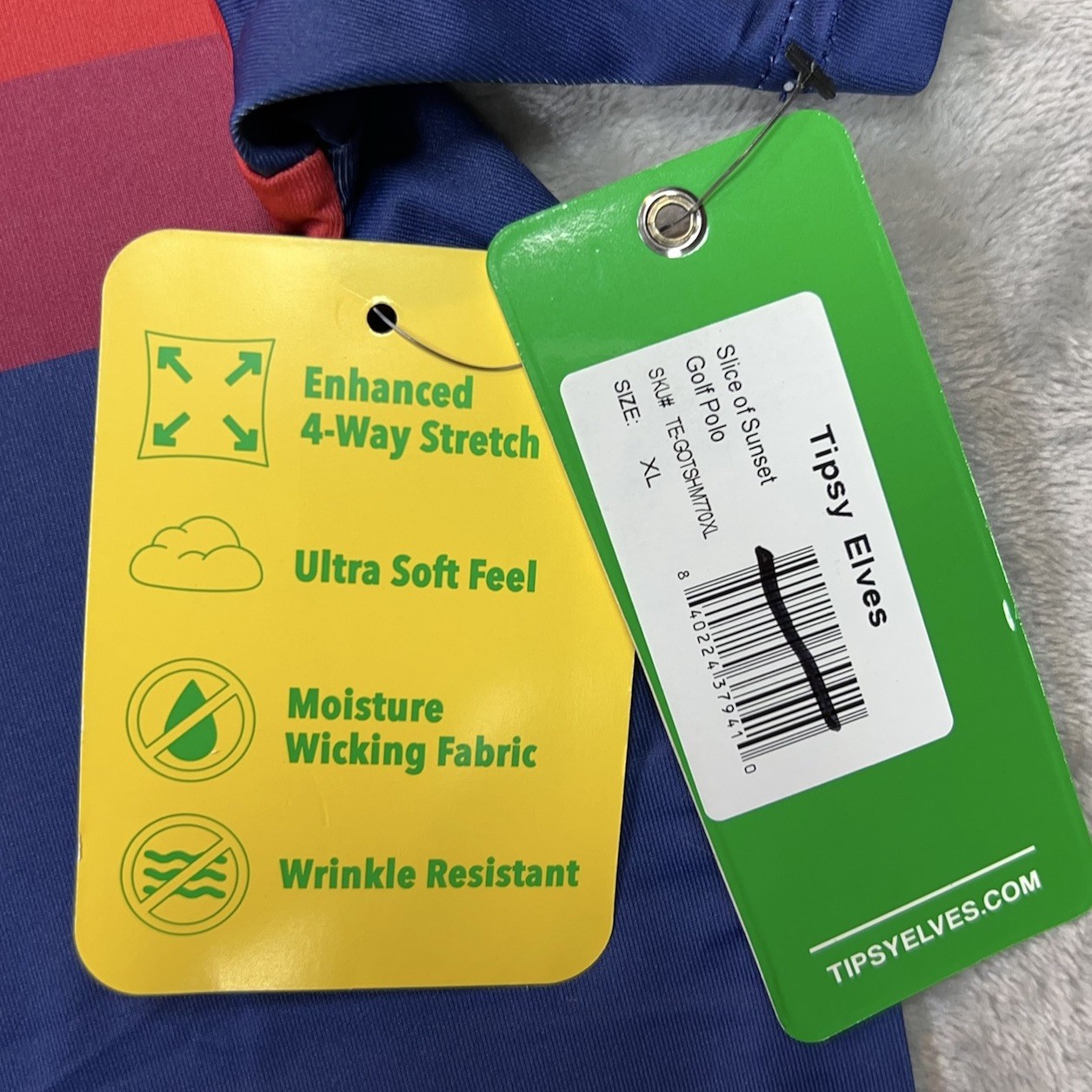 Tipsy Elves Men's XL Golf Polo Shirt Slice of Sunset Stripes