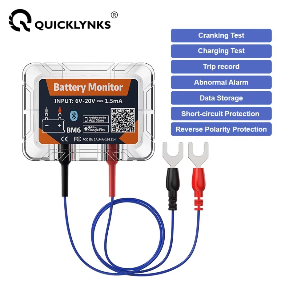 QUICKLYNKS BM6 Car Tester Battery Charging Analyzer For Android iOS APP BT 4.0