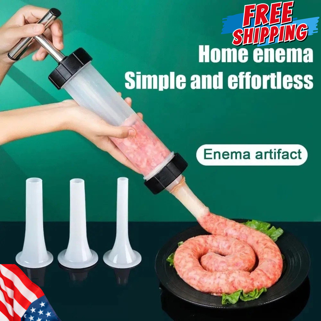 Manual Sausage Stuffer – Homemade Sausage Maker with 3 Funnels Meat Injector**