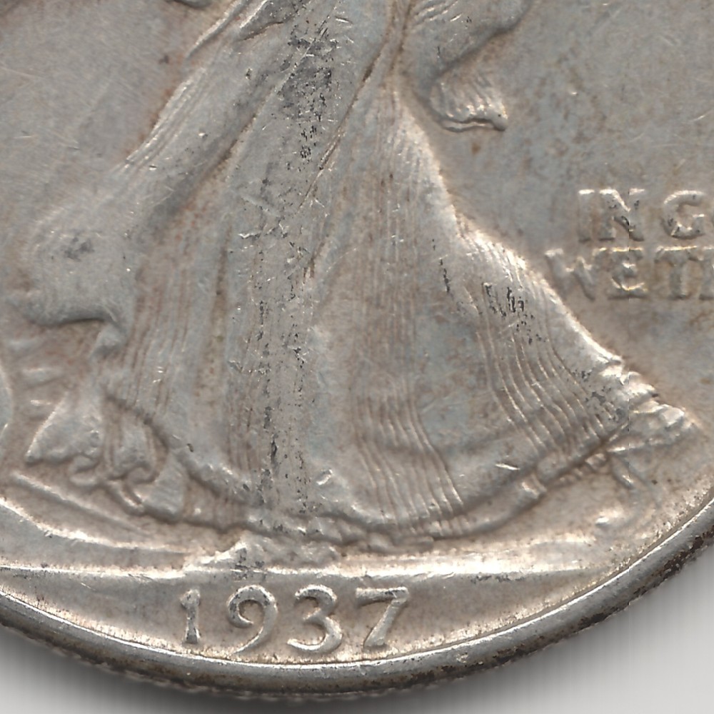 1937 D Walking Liberty Half Dollar, AU