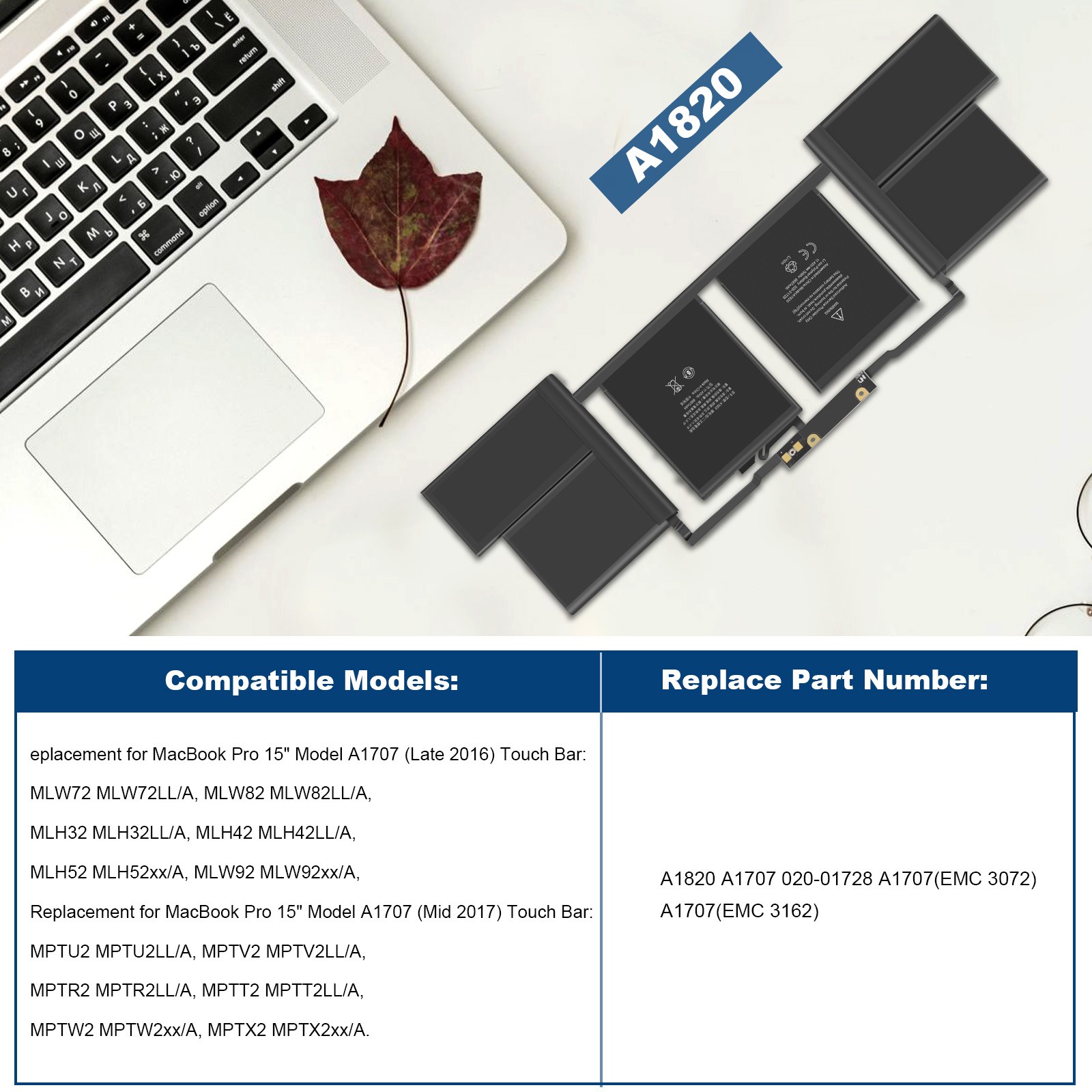✅LOT A1707 A1820 Battery for Apple Macbook Pro 15" Late 2016 Mid 2017 EMC 3162