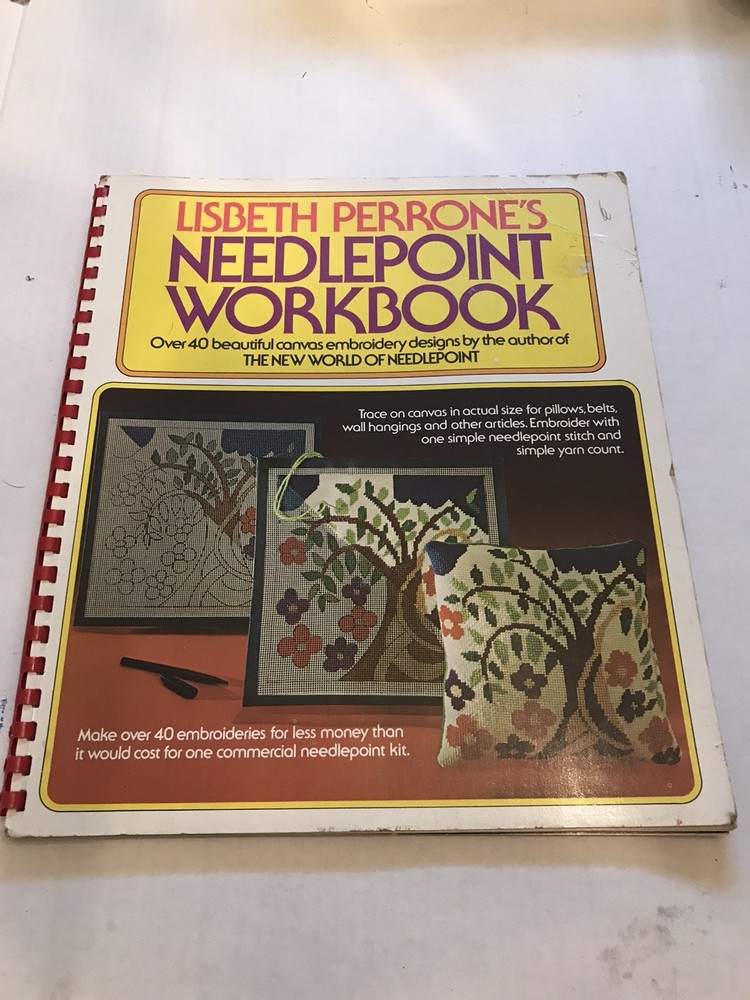 Lisbeth Perrone's First Edition 1973 Needlepoint Workbook Spiral Bound Oversized