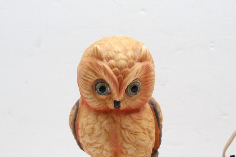 Vintage Ceramic Owl Figure 6” Table Night Light