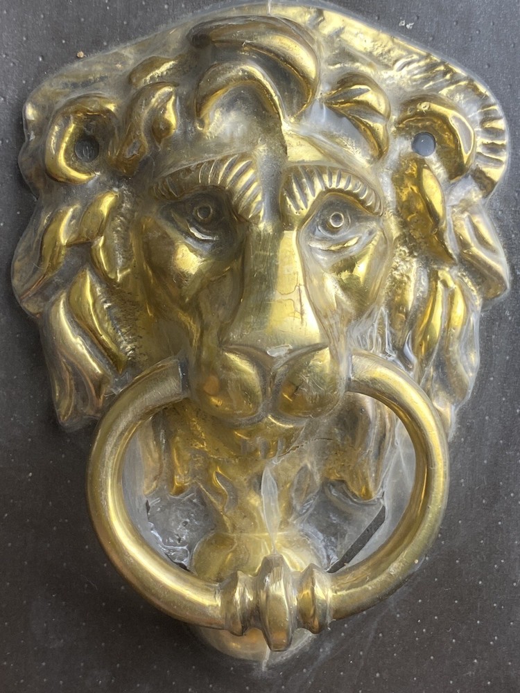 Rothley Brass Lion Head w/ Swing Pull Ring 5” Door Knocker