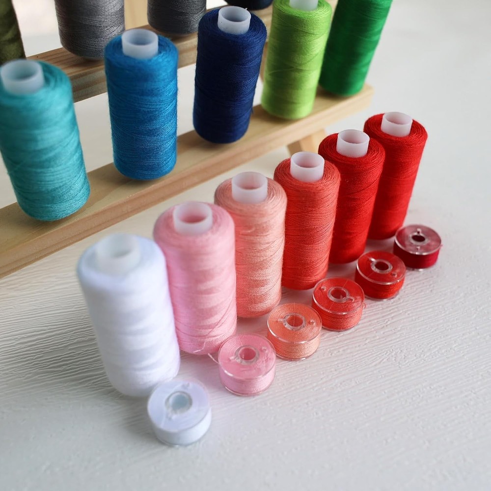 72PCS Sewing Thread Set 36 Colors with Bobbins Polyester 400 Yards Spools Kit
