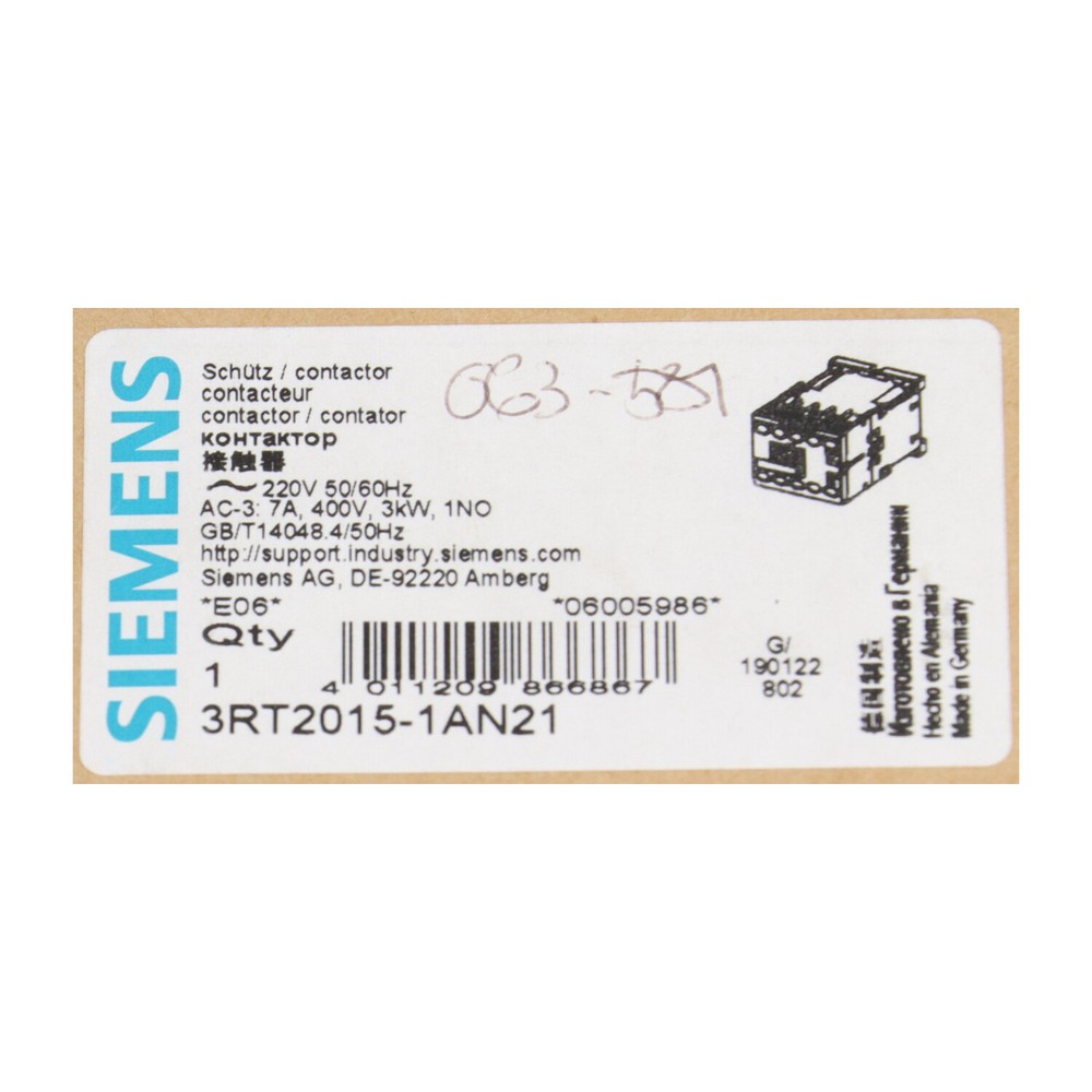 Siemens 3RT2015-1AN21 New NFP