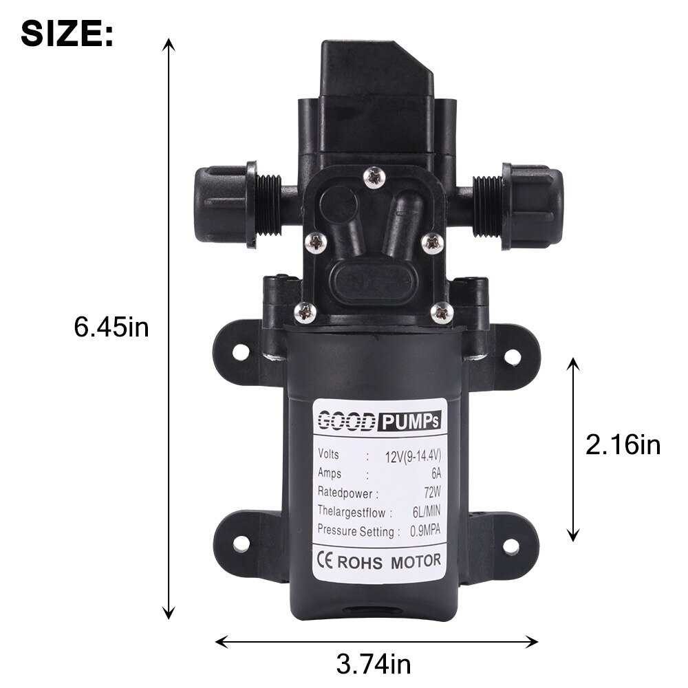 12V Water Pump 130PSI Self Priming Pump Diaphragm High Pressure Automatic Switch