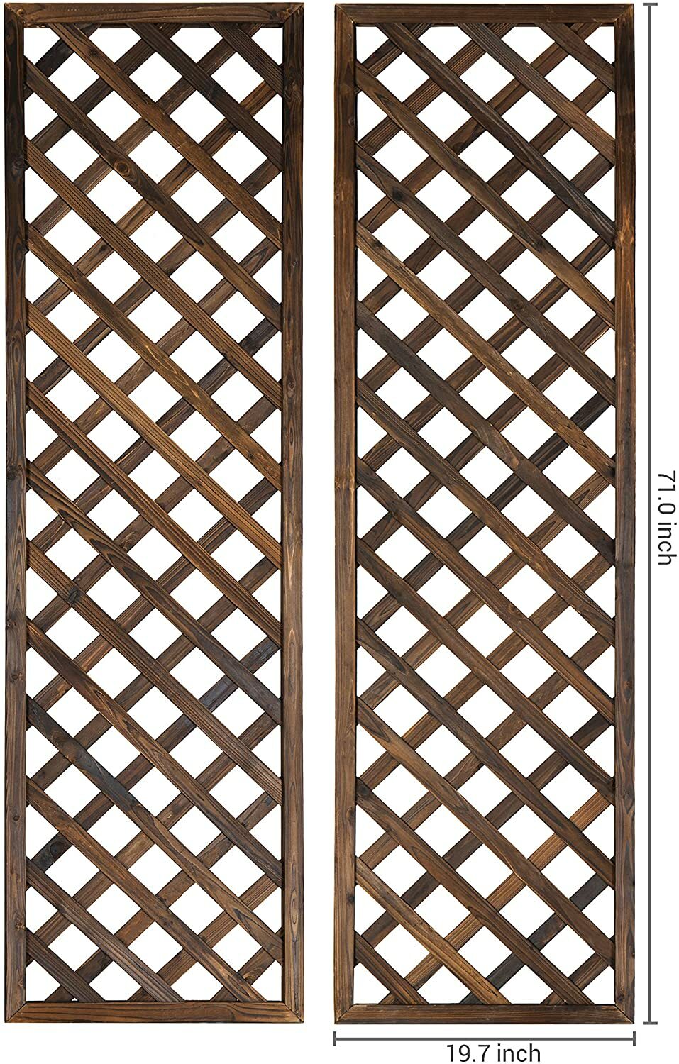 Wall-Mounted Brown Wood Garden Trellis, Lattice Plant Screen,Set of 2