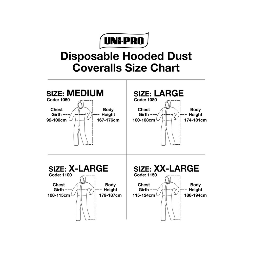 UNi-PRO Extra Large Hooded Disposable Coveralls