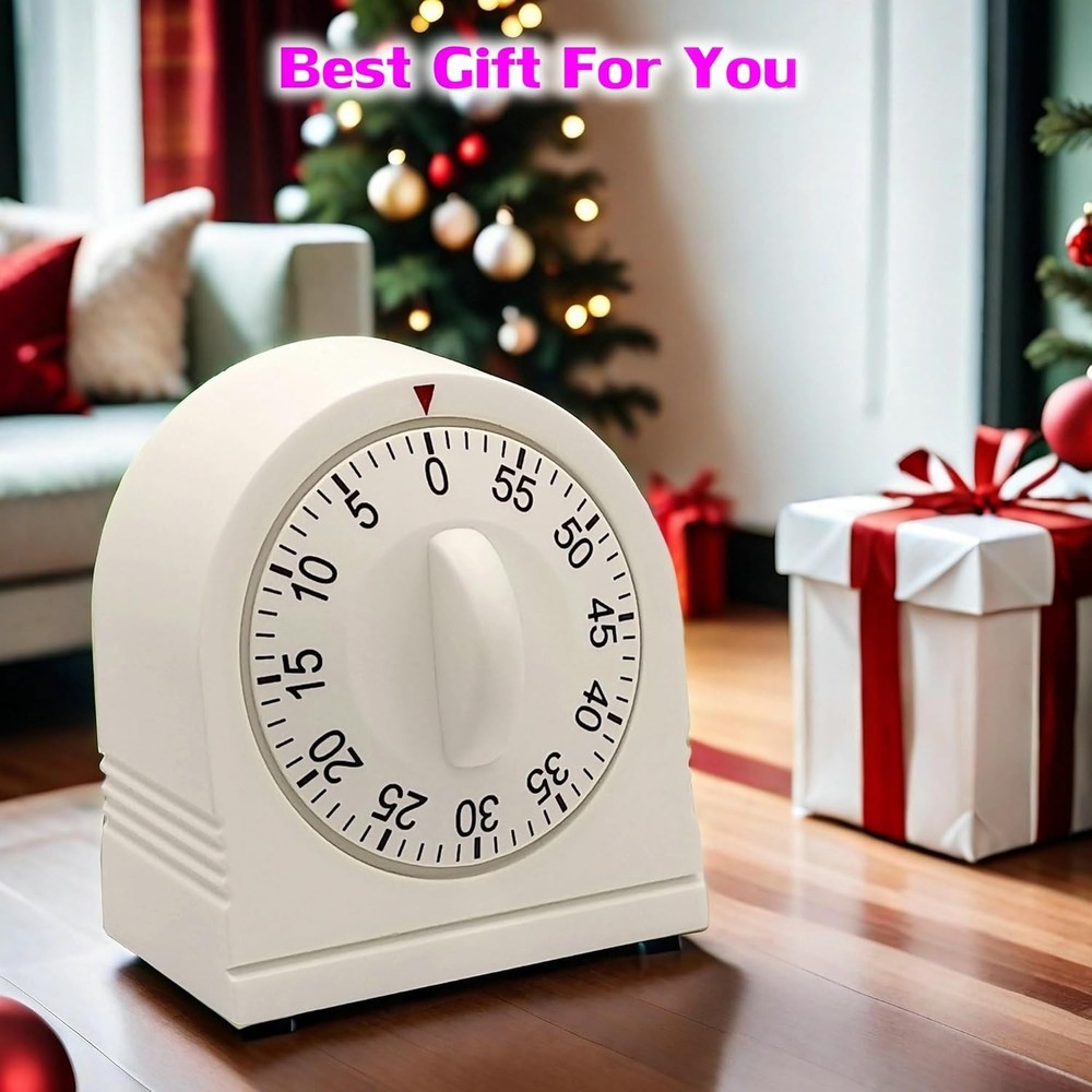 60 Minute Wind Up Timer, Visual Mechanical Timer with Loud Alarm, Manual Countdo