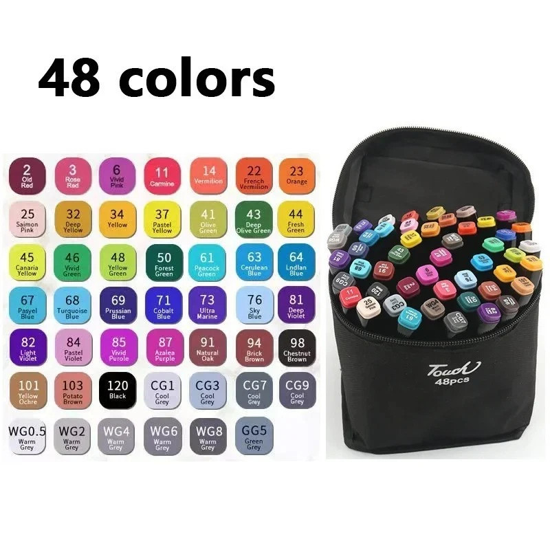 48 Colors Art Markers Pens, Dual Tips Alcohol Markers Permanent Sketch Markers