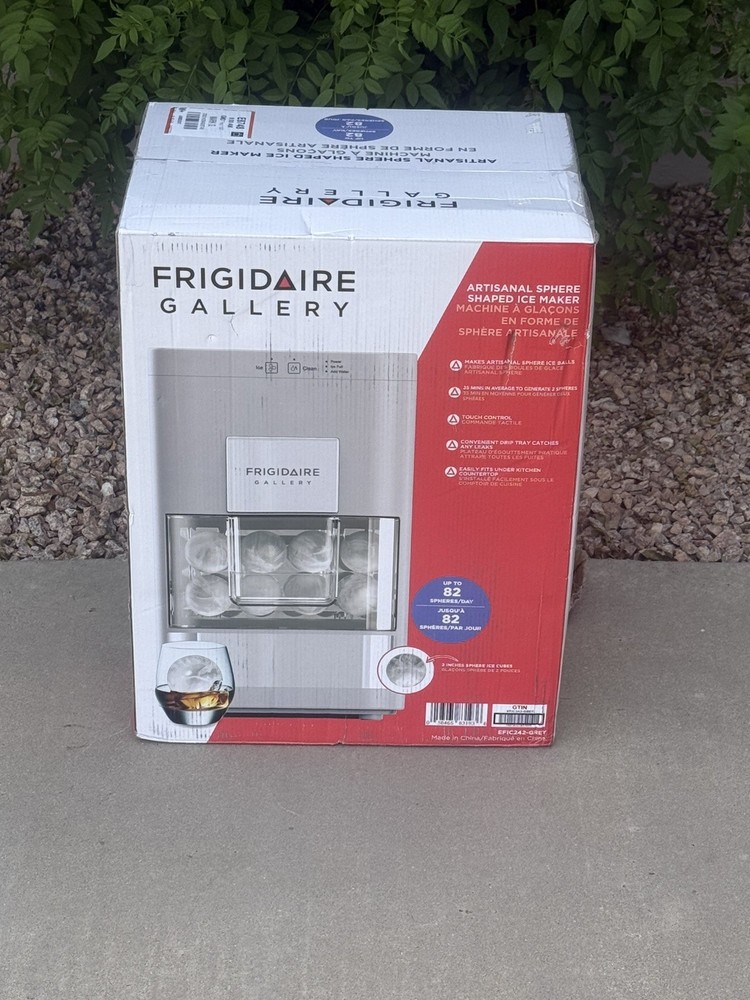 Frigidaire Gallery Artisinal Clear Sphere Ice Maker, Touch Control, Grey - NEW