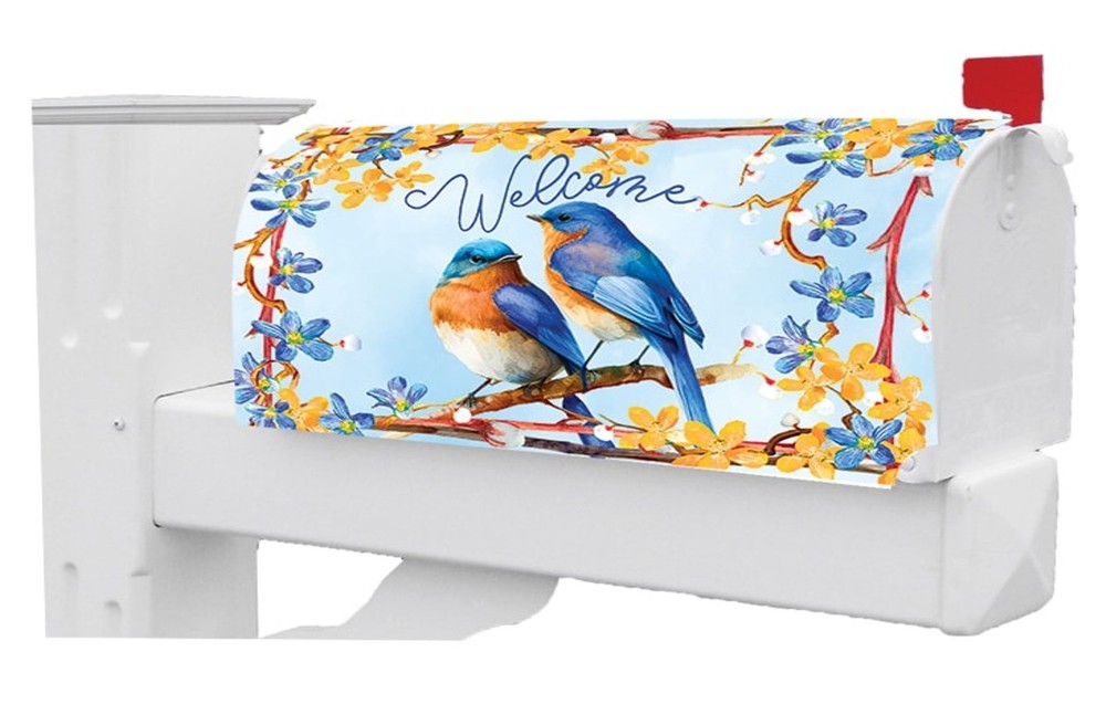 Lovely Bluebirds Mailbox Cover