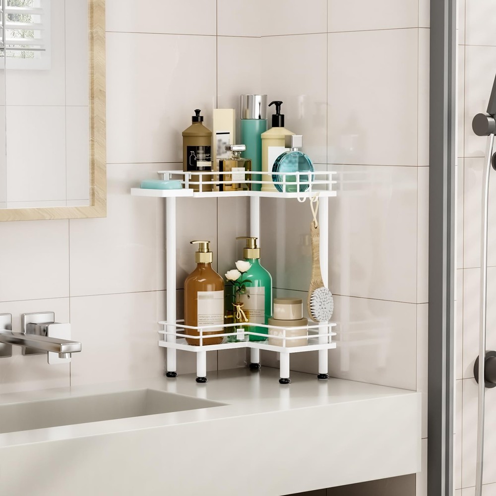 HapiRm 2-Tier Corner Shower Caddy Organizer Soap Holder Rustproof Standing
