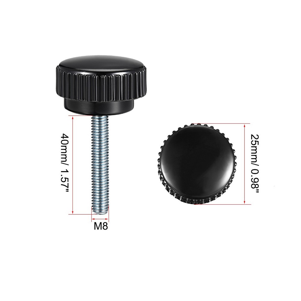 M8 x 40mm Male Thread Knurled Locking Knobs 5pcs