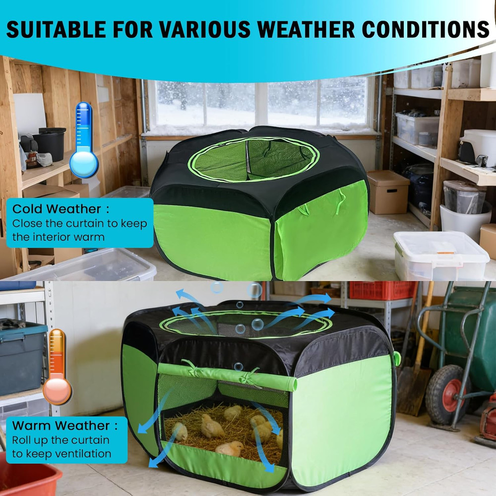 Chicken Brooder Box for Chick Starter Kit Upgrade Three-Sided Mesh Window Broode