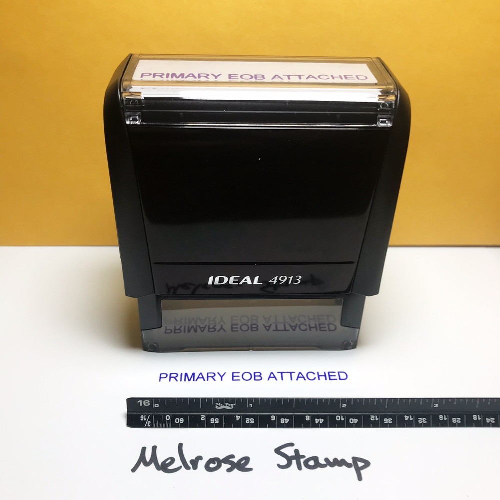 Primary EOB Attached Rubber Stamp Purple Ink Self Inking Ideal 4913