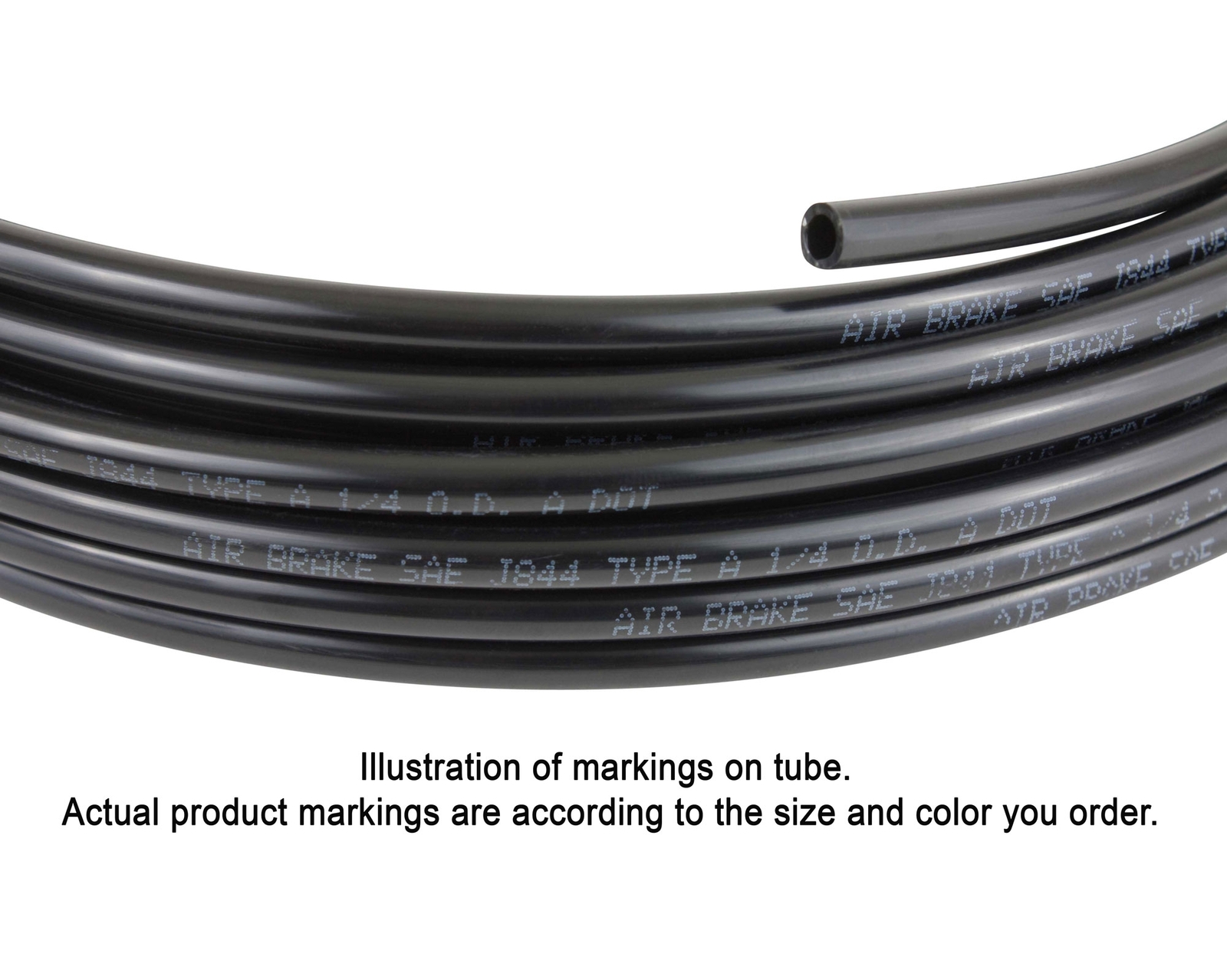 Air Line 1/4" OD x 500' Black SAE J844 Nylon Air Brake Tubing DOT Approved