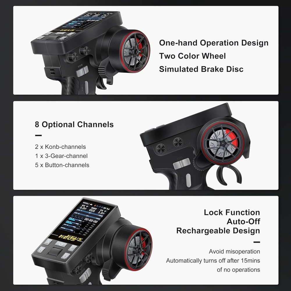 MEUS RACING ME-10B RC Transmitter 10 Channels 2.4GHz and Orange - 2 Receivers