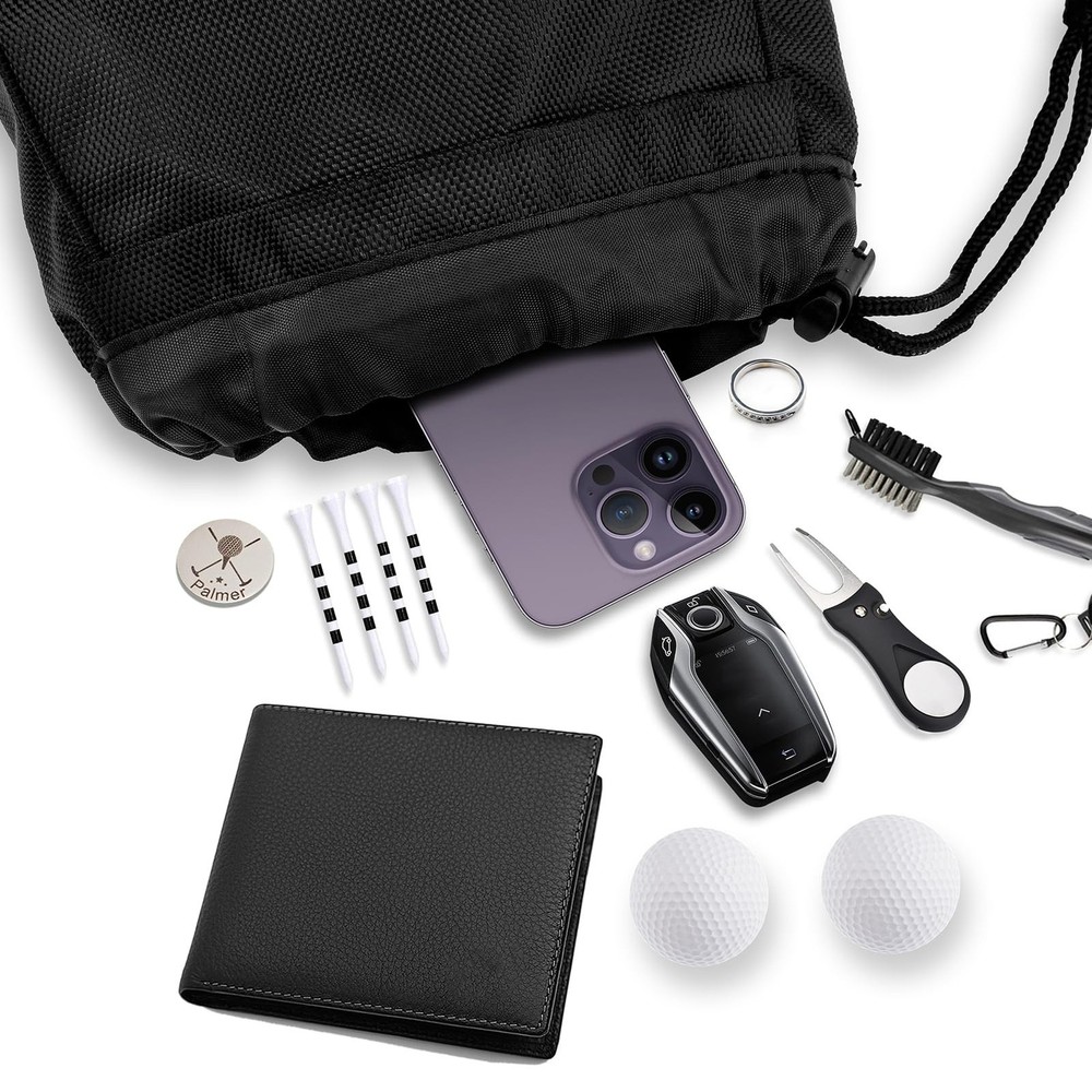 Golf Valuables Pouch,Golf Tee Pouch with Drawstrings,Nylon Golf Accessory Bag...