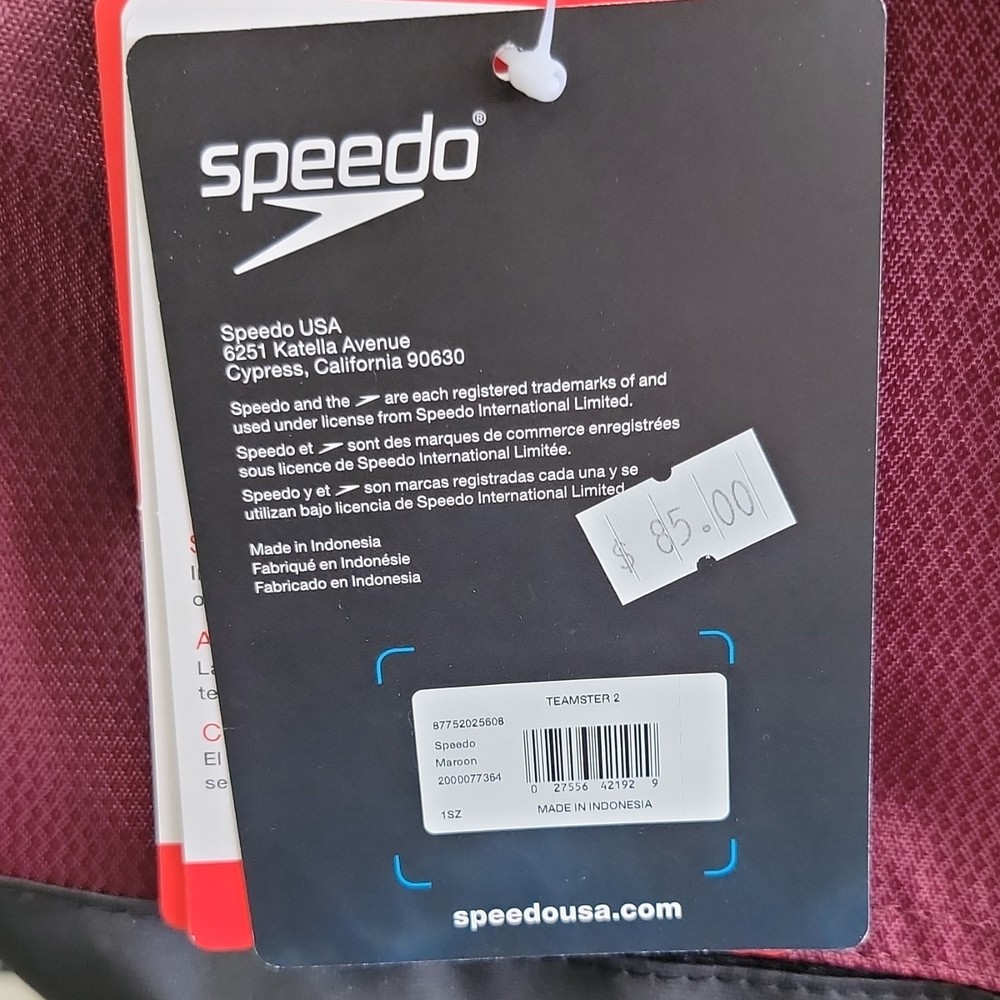 Speedo Teamster 2 Backpack Maroon Black Outer Pockets Adjustable Strap