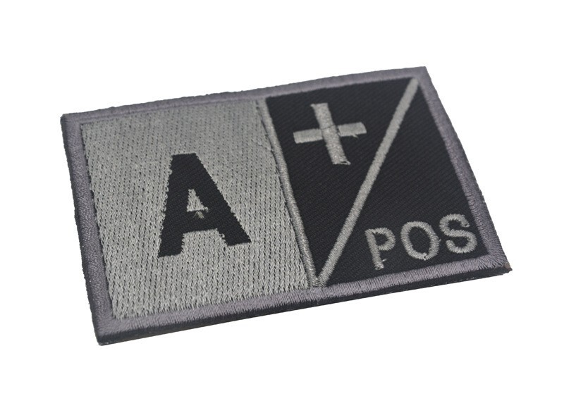 A+ / POS Postive Tactical Army Hook Loop Patch Embroidered Badge Gray Dark